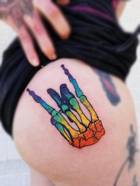 Tattoos - Colorful Skeleton Hand - 134510